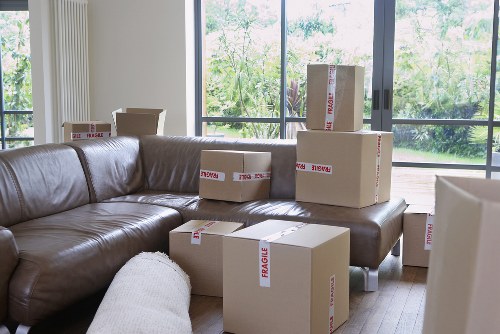 Packed office items ready for transport during an Enfieldwash removal